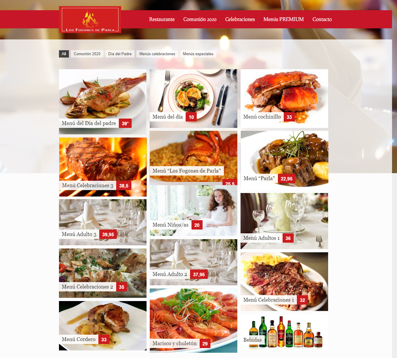 Diseño de página web para restaurante