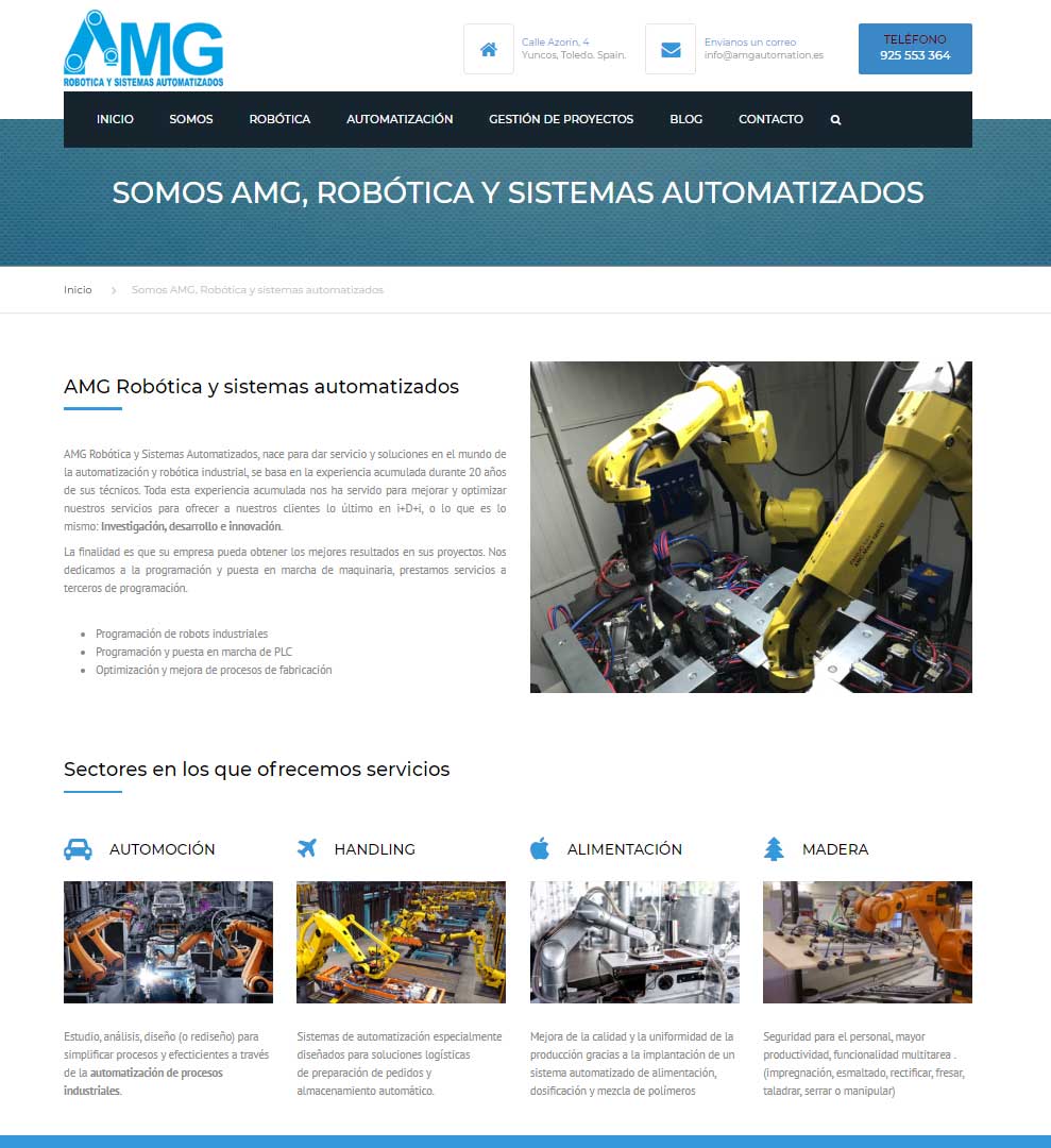 Diseño de página web para empresa de robótica