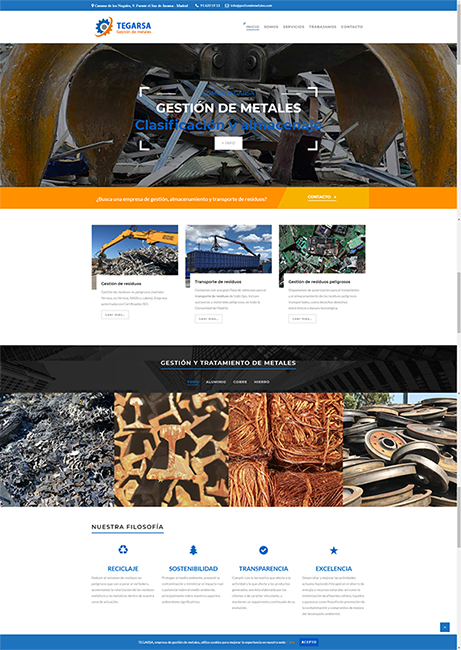 Diseño de página web para empresa de gestión de metales, chatarrería