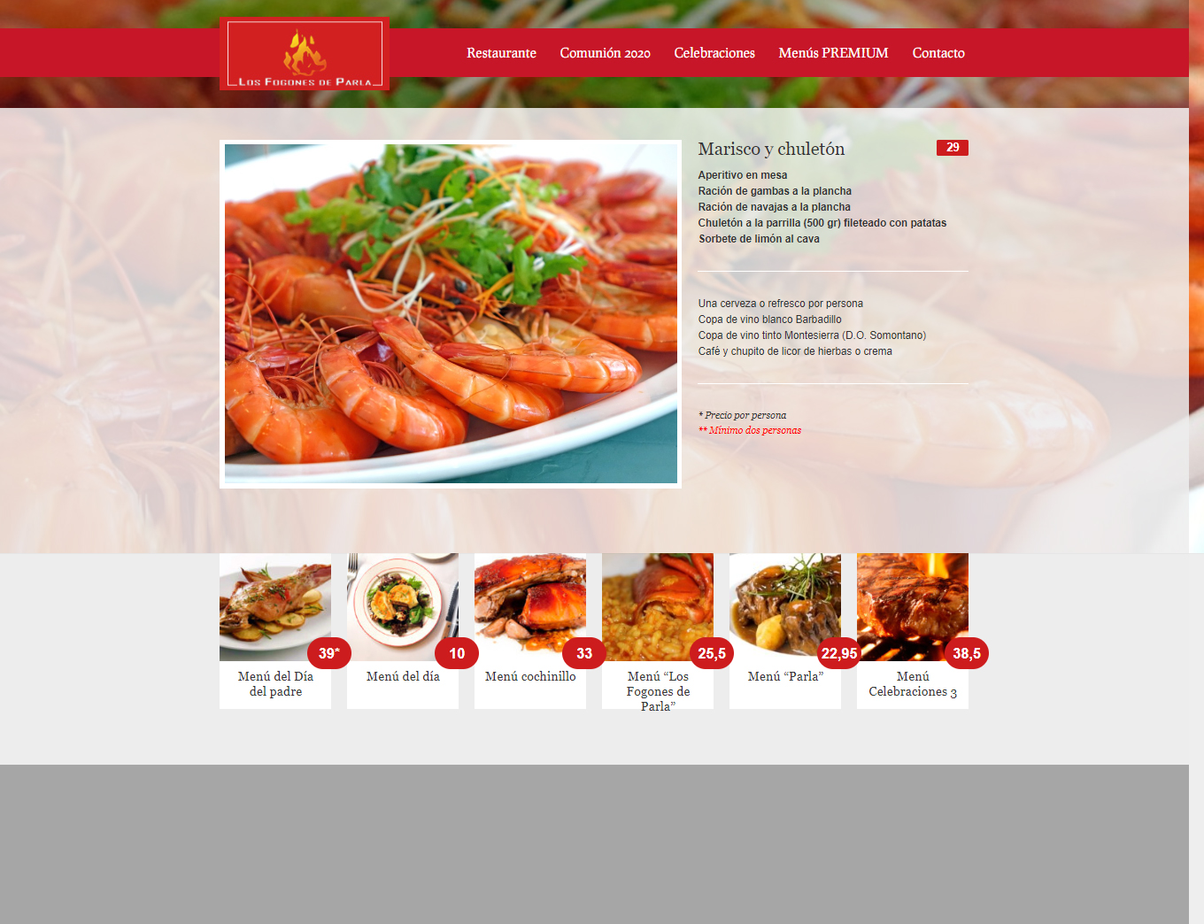 Diseño de página web para restaurante de Parla