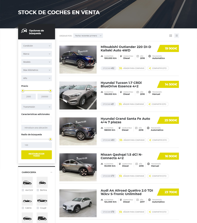 Diseño de página web para concesionario de coches