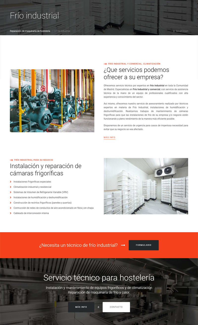 Diseño de página web para empresa de reparación de maquinaria de hostelería