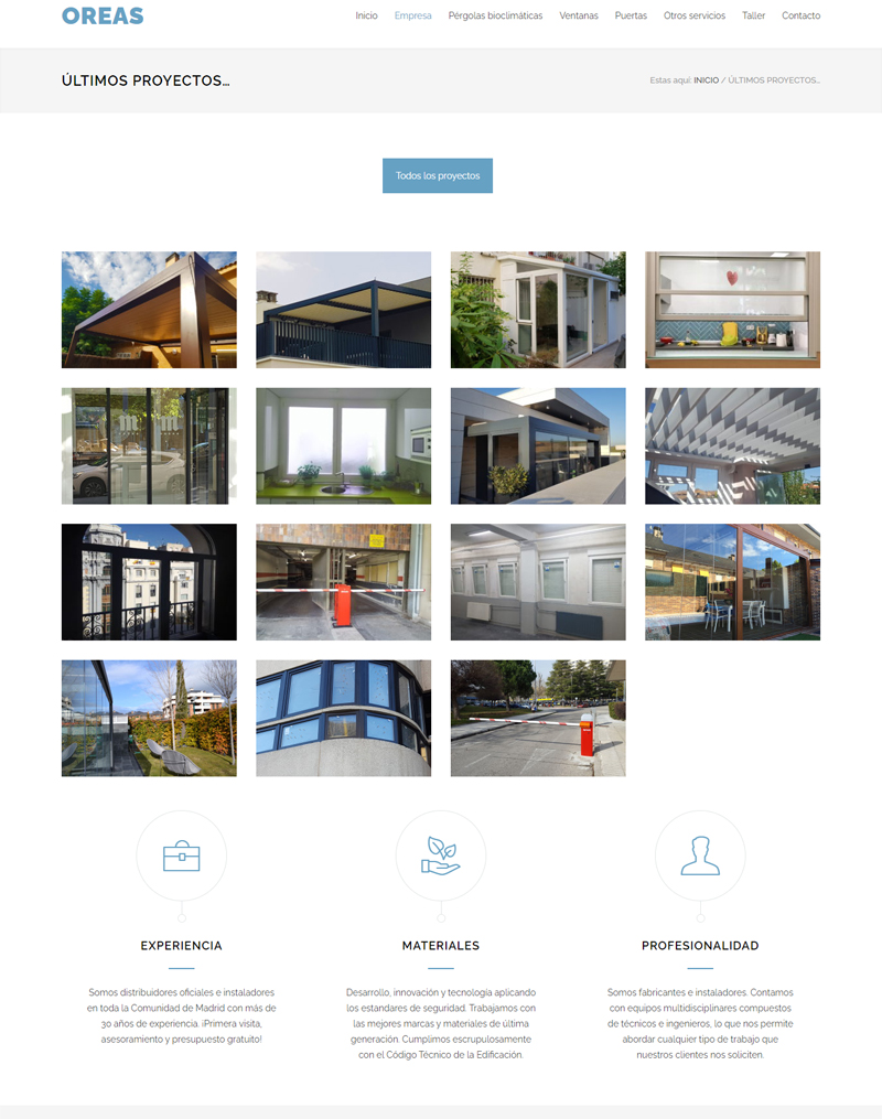 Diseño de página web para instalador de ventanas y pérgolas bioclimáticas