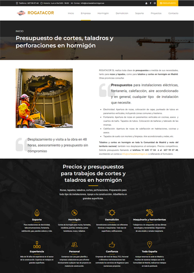 Diseño de página web para empresa del sector de la construcción
