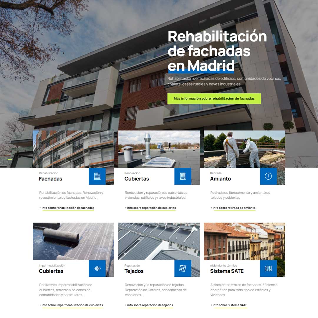 Diseño de página web para empresa construcción
